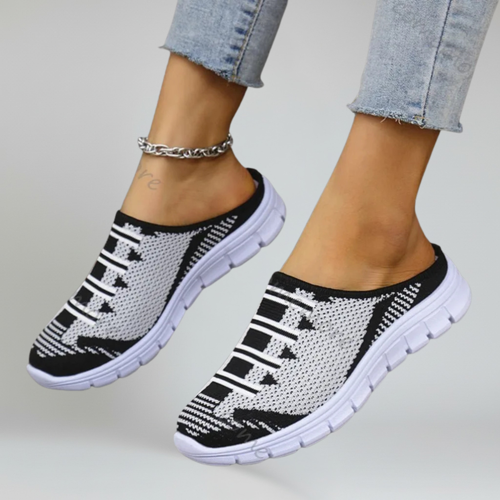 Women’s Slip-On Walking Mules with Breathable Air Mesh and Platform Rubber Outsole