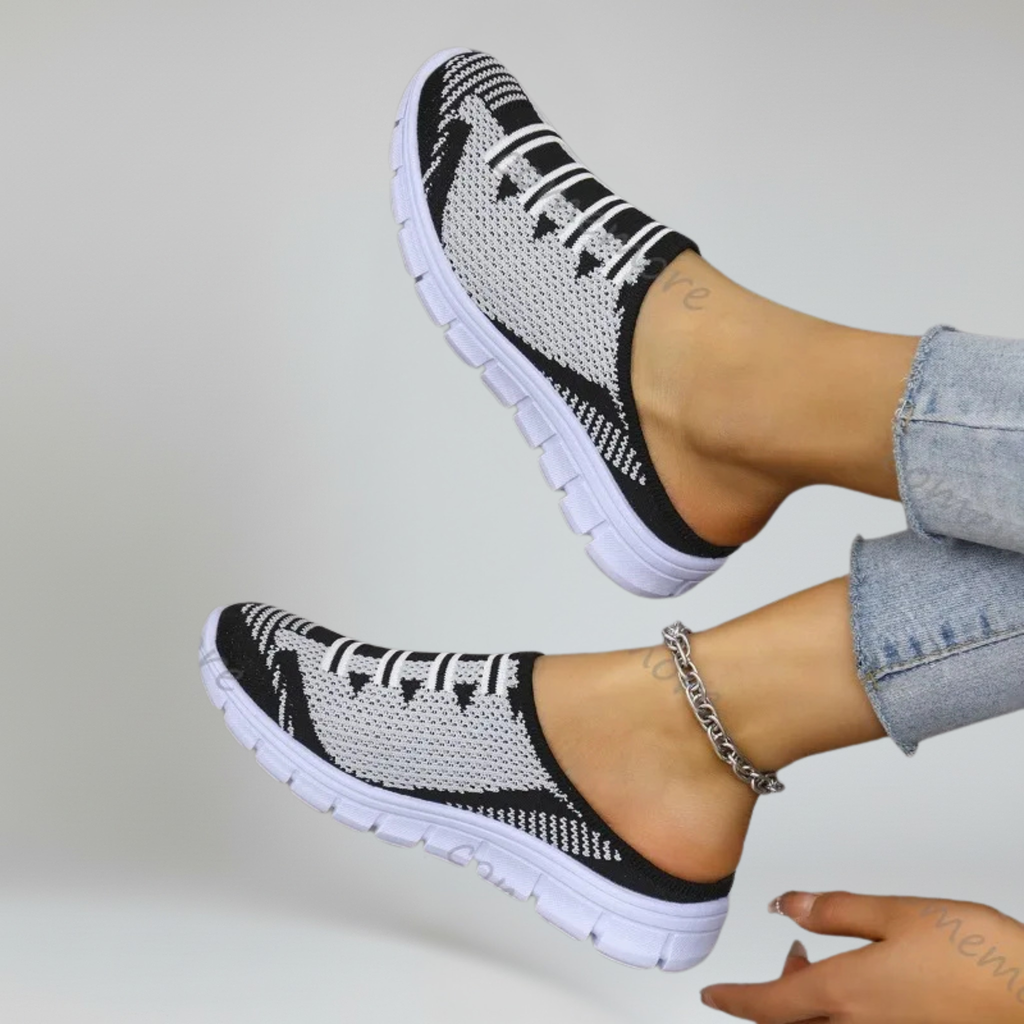 Women’s Slip-On Walking Mules with Breathable Air Mesh and Platform Rubber Outsole