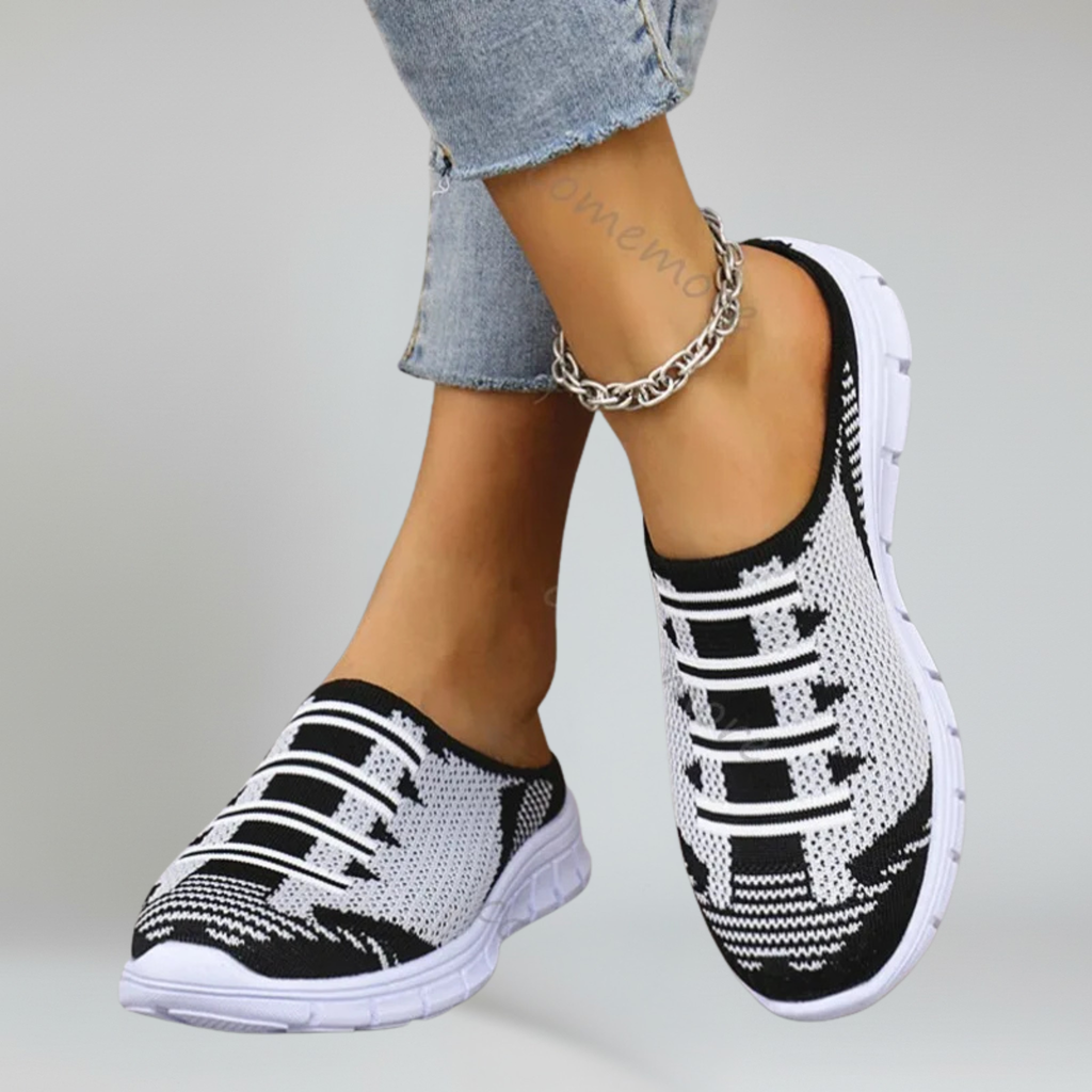 Women’s Slip-On Walking Mules with Breathable Air Mesh and Platform Rubber Outsole