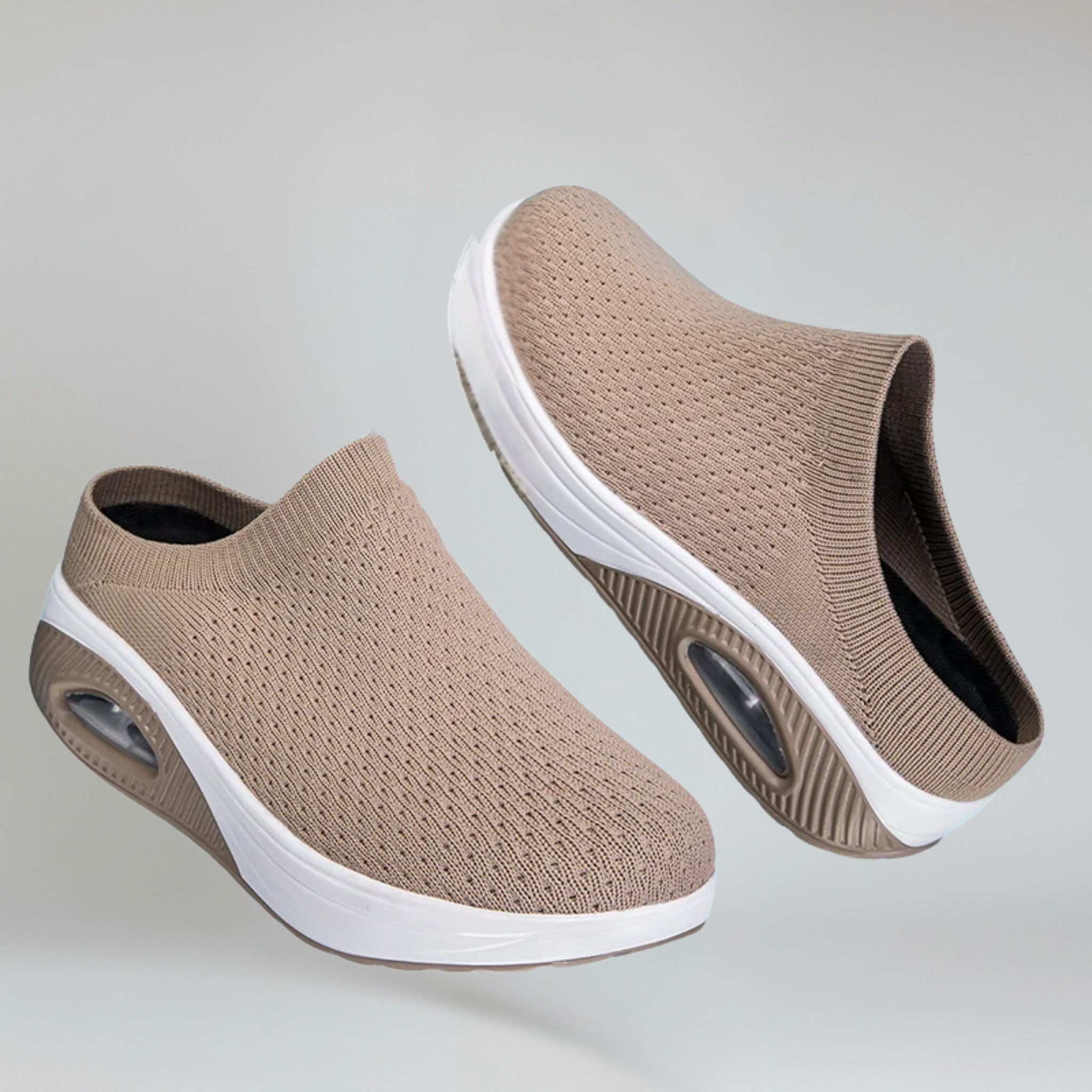 Women’s Slip-On Walking Mules with Breathable Cotton Mesh and Platform Rubber Sole