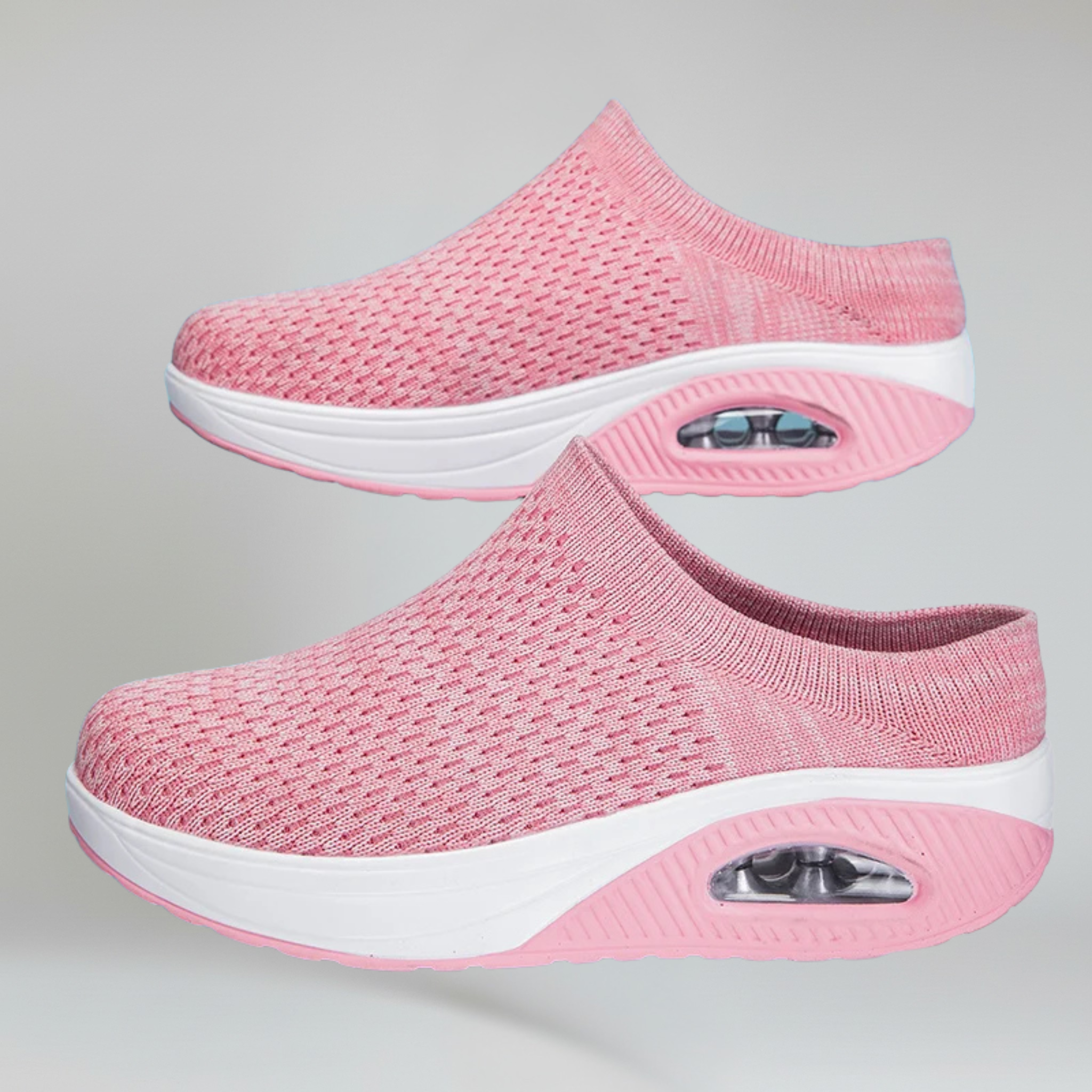 Women’s Slip-On Walking Mules with Breathable Cotton Mesh and Platform Rubber Sole