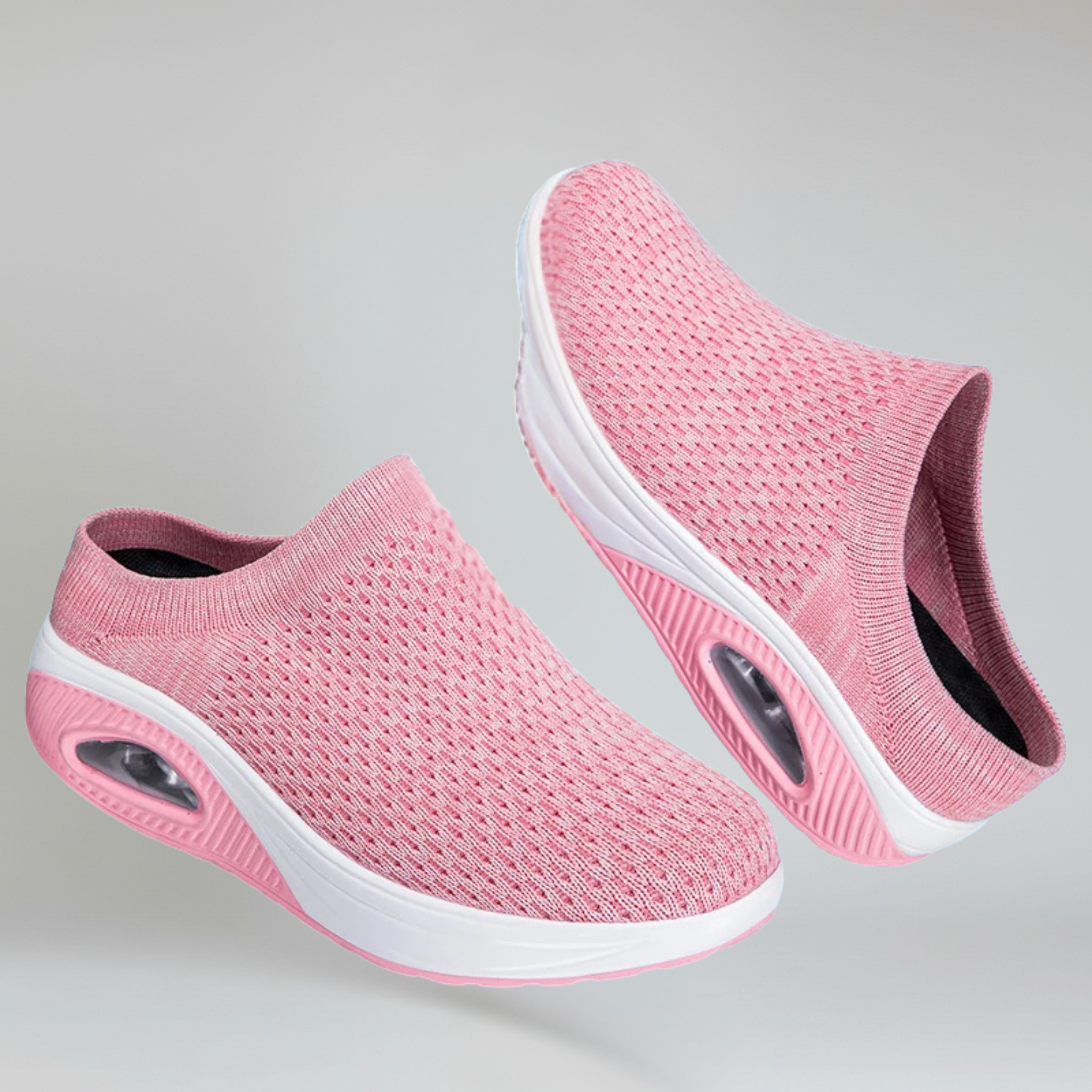 Women’s Slip-On Walking Mules with Breathable Cotton Mesh and Platform Rubber Sole