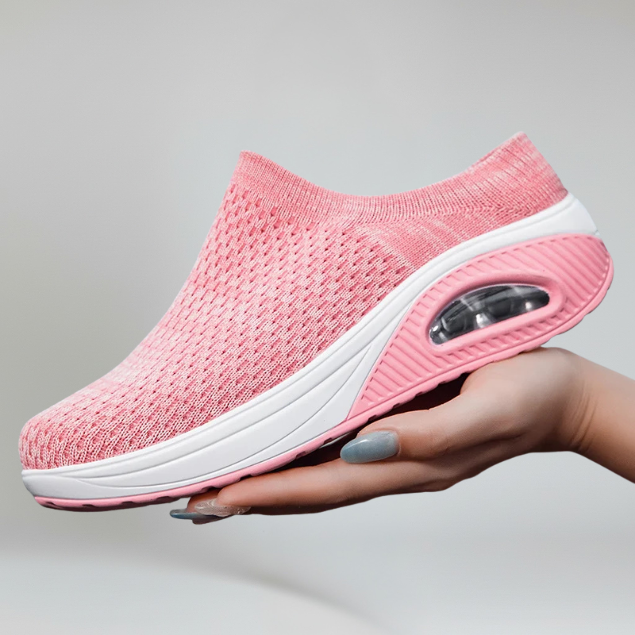 Women’s Slip-On Walking Mules with Breathable Cotton Mesh and Platform Rubber Sole