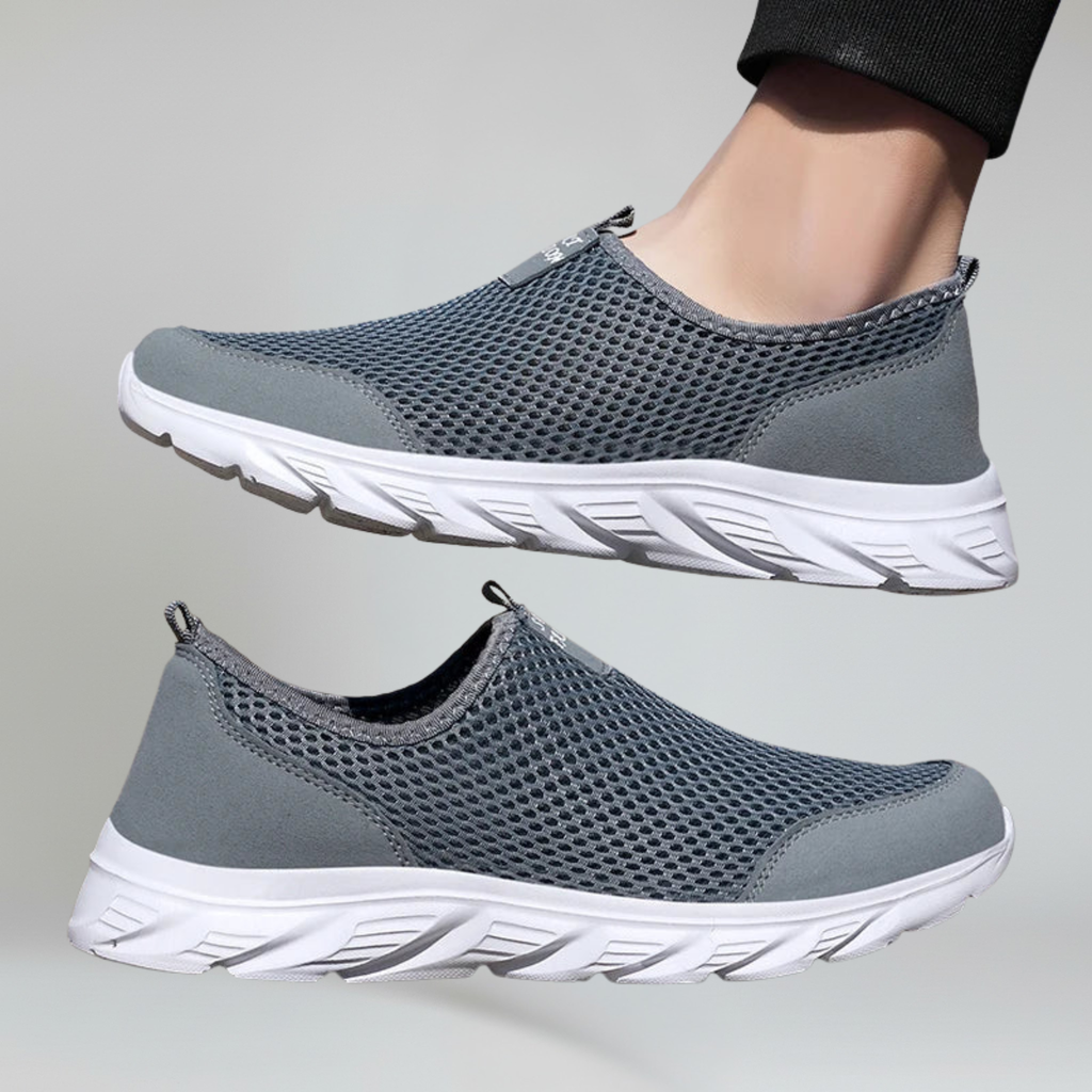 Chaussures à enfiler pour hommes avec maille aérée en air et semelle extérieure antidérapante en caoutchouc