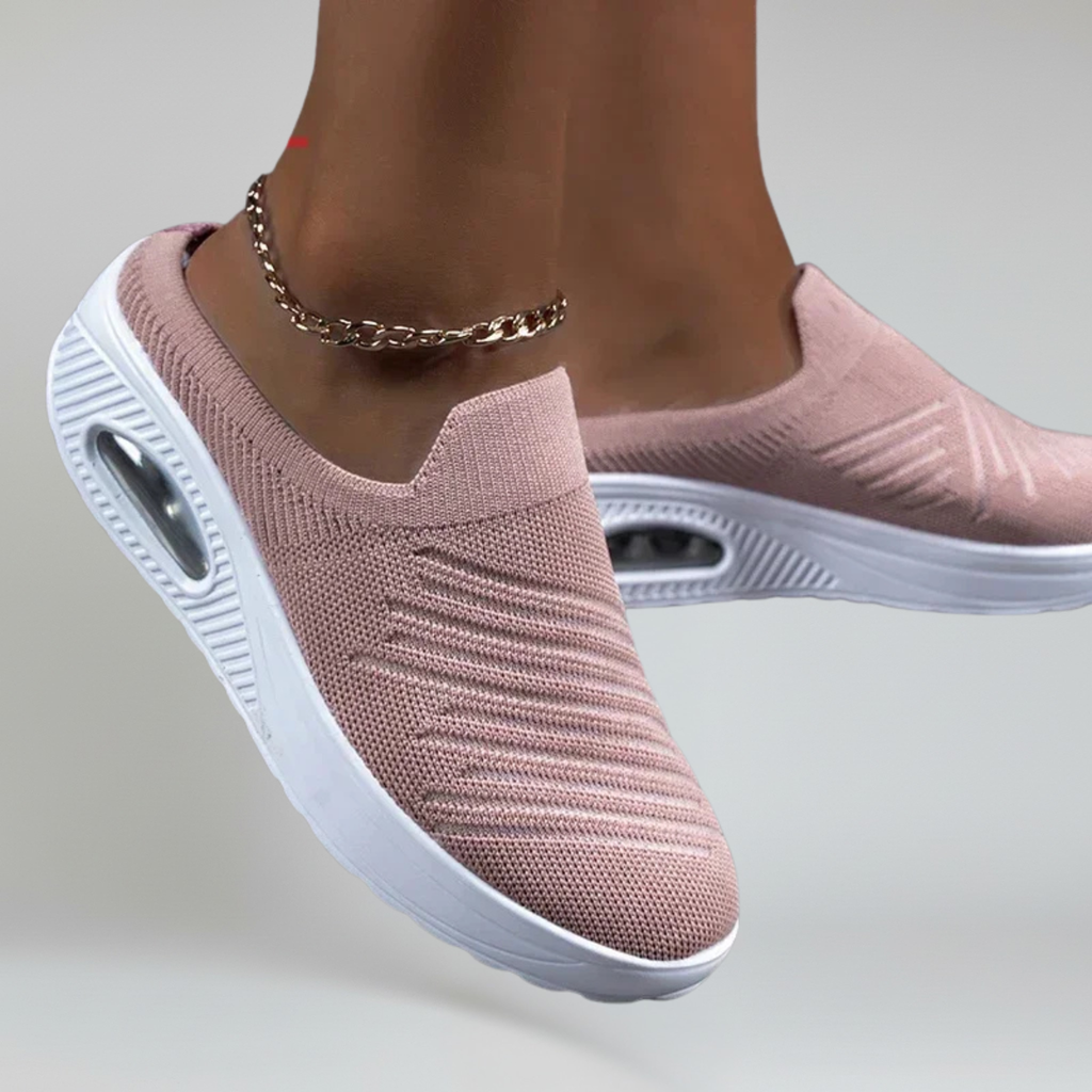Women’s Slip-On Walking Shoes with Breathable Air Mesh and Air Cushion Platform Sole