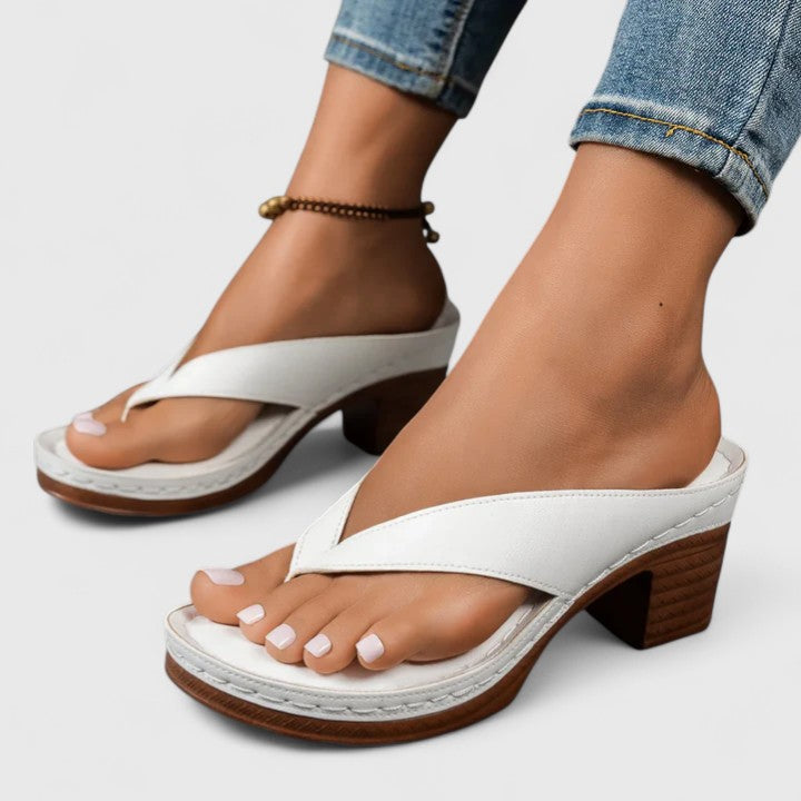 Sandales à talon bloc pour femmes, tongs à bride cheville, bout à clip, tongs à talon haut à la mode
