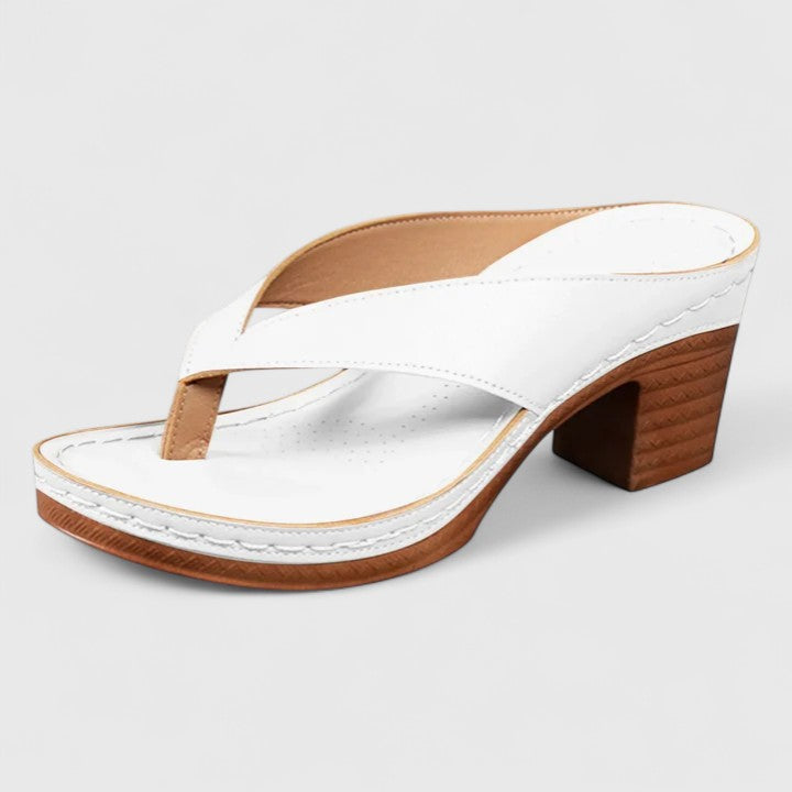 Sandales à talon bloc pour femmes, tongs à bride cheville, bout à clip, tongs à talon haut à la mode