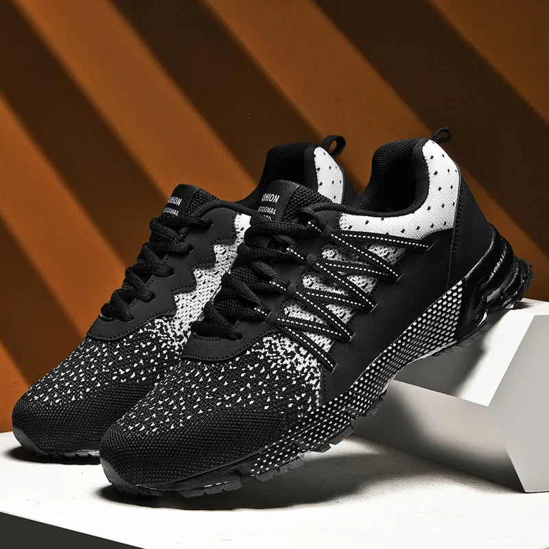 Herre løbesko i mesh, åndbare med tyk sål, lette og til udendørs sport