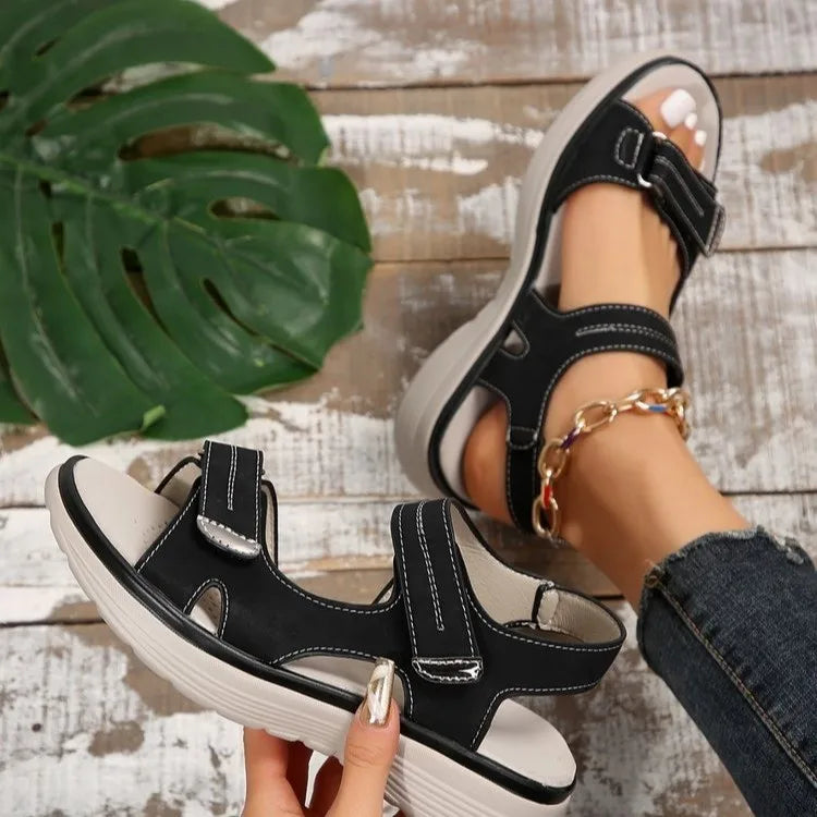 Sandales orthopédiques pour femmes, chaussures gladiateur confort avec fermeture à scratch