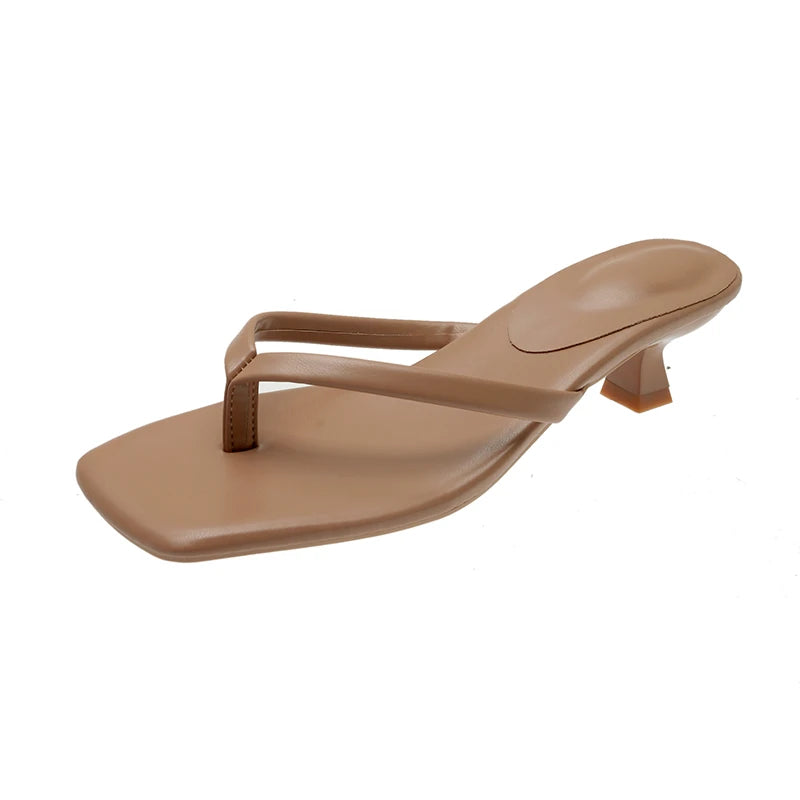 Women's Slippers Square Heel Clip Toe Slides