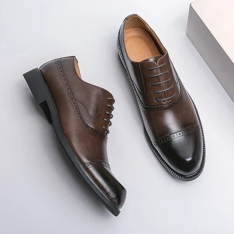 Chaussures habillées pour homme en cuir pleine fleur confortables - Semelle intérieure rembourrée, semelle robuste