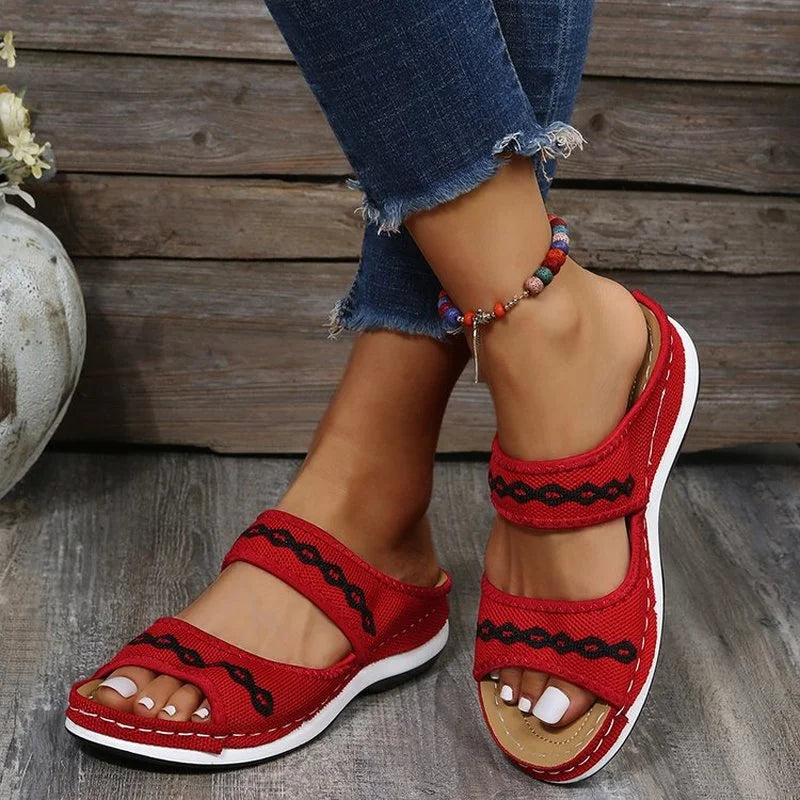 Orthopedic Sandals Women's Breathable Mesh Open Toe Wedge Slippers