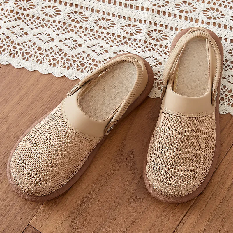 Sabots en maille pour femmes, sandales légères et respirantes à enfiler avec bride élastique au talon
