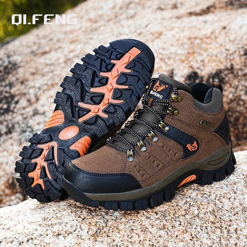 Botas de senderismo impermeables antideslizantes para hombre – Suela exterior de goma, forro de gamuza suave