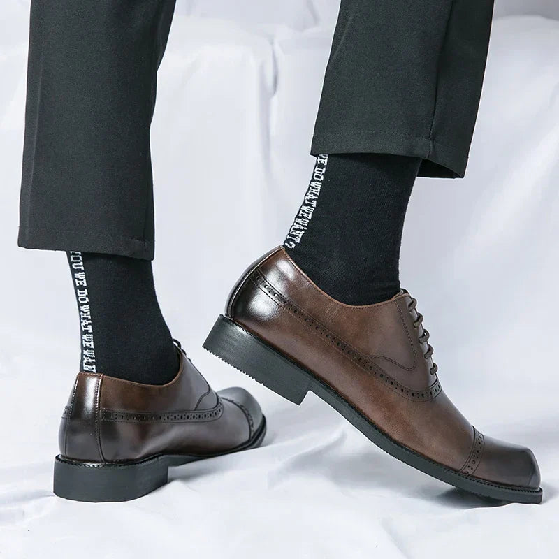 Chaussures habillées pour homme en cuir pleine fleur confortables - Semelle intérieure rembourrée, semelle robuste