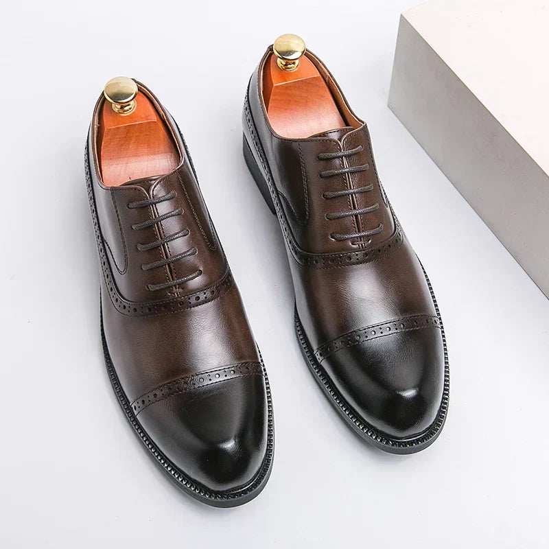 Chaussures habillées pour homme en cuir pleine fleur confortables - Semelle intérieure rembourrée, semelle robuste