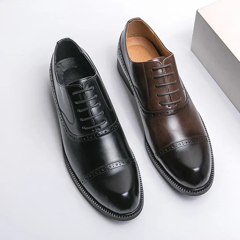 Chaussures habillées pour homme en cuir pleine fleur confortables - Semelle intérieure rembourrée, semelle robuste