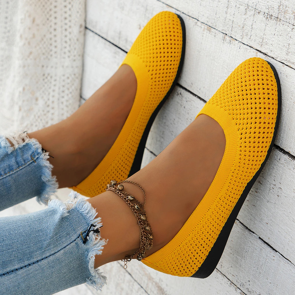 Women's Ballet Flats Knitted Slip-On Shoes