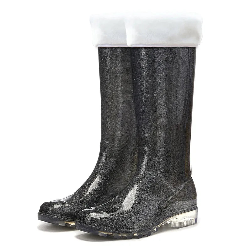Women's Non-Slip Waterproof Rain Boots – Flat Platform Heel, Slip-On Design