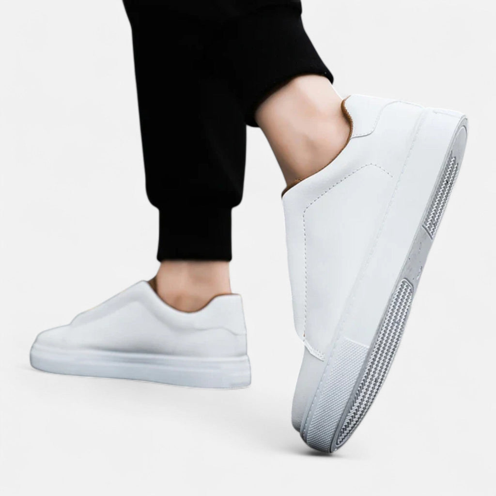 Baskets homme en cuir à enfiler avec soutien de la voûte plantaire - semelle intérieure rembourrée, doublure respirante