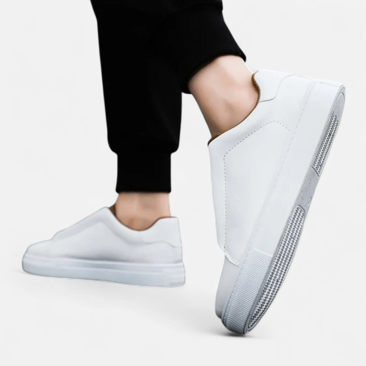 Baskets homme en cuir à enfiler avec soutien de la voûte plantaire - semelle intérieure rembourrée, doublure respirante