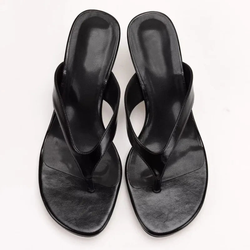 Sandali da donna con punta aperta, tacco kitten, infradito e mules