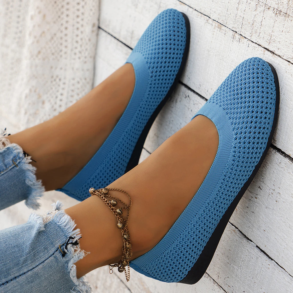 Women's Ballet Flats Knitted Slip-On Shoes
