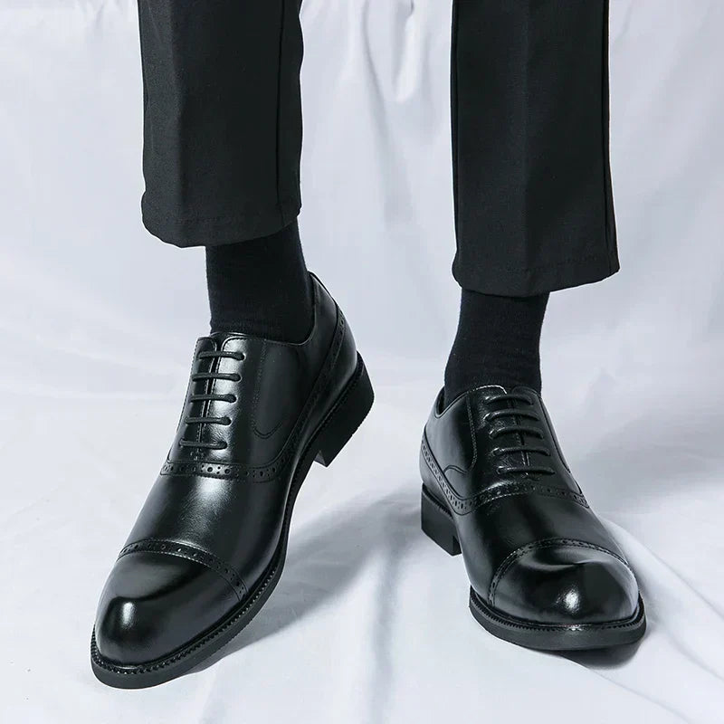 Chaussures habillées pour homme en cuir pleine fleur confortables - Semelle intérieure rembourrée, semelle robuste