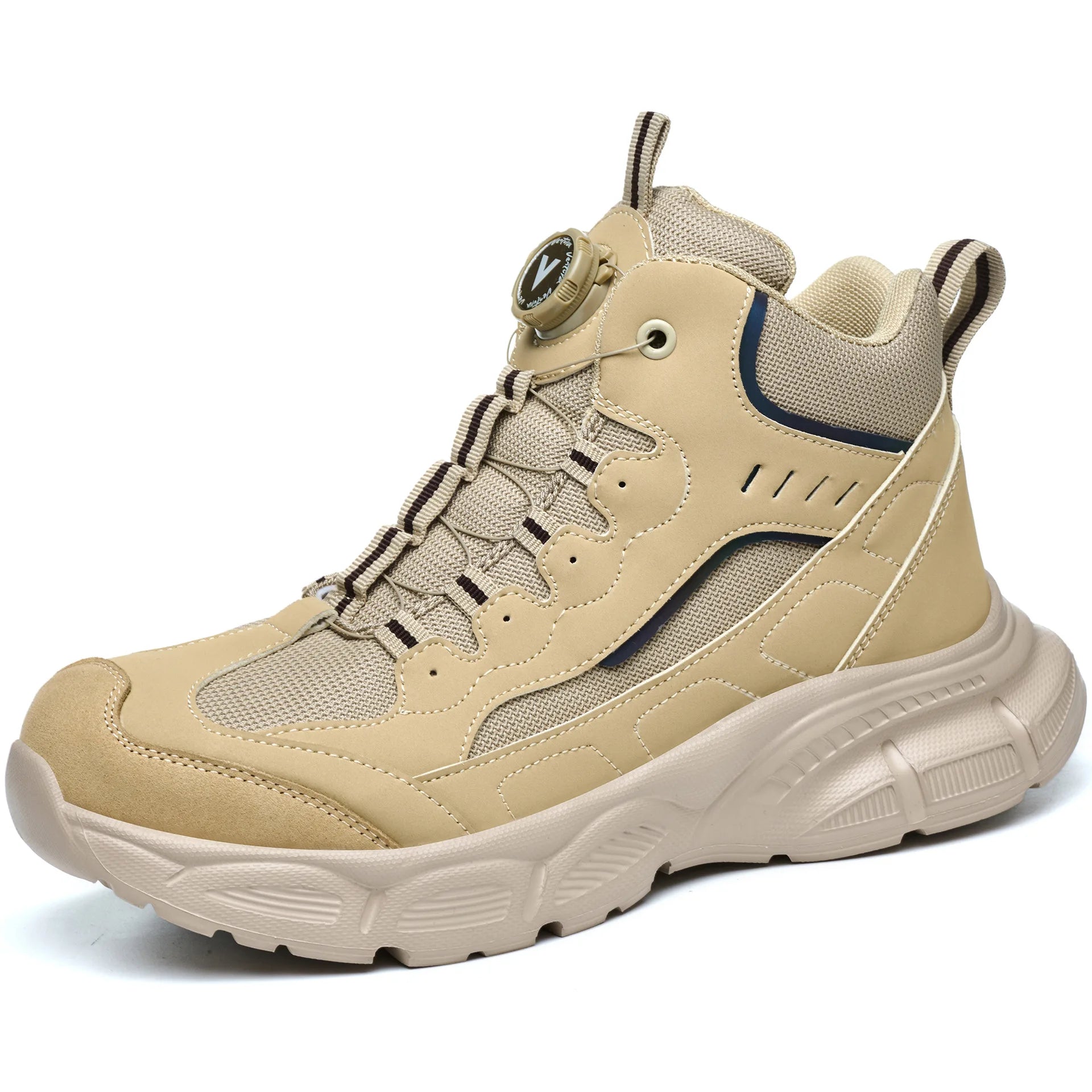 Bottes de sécurité pour hommes à embout en acier antidérapant – fermeture à boucle rotative, conception anti-perforation