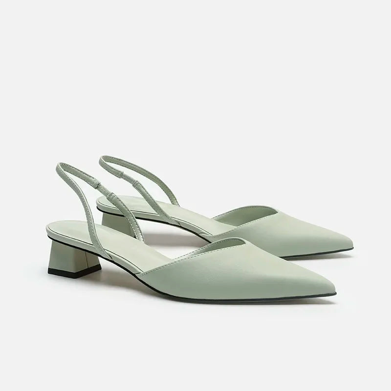 Women's Sandals Pointed Toe Slingback Low Square Heel Pumps