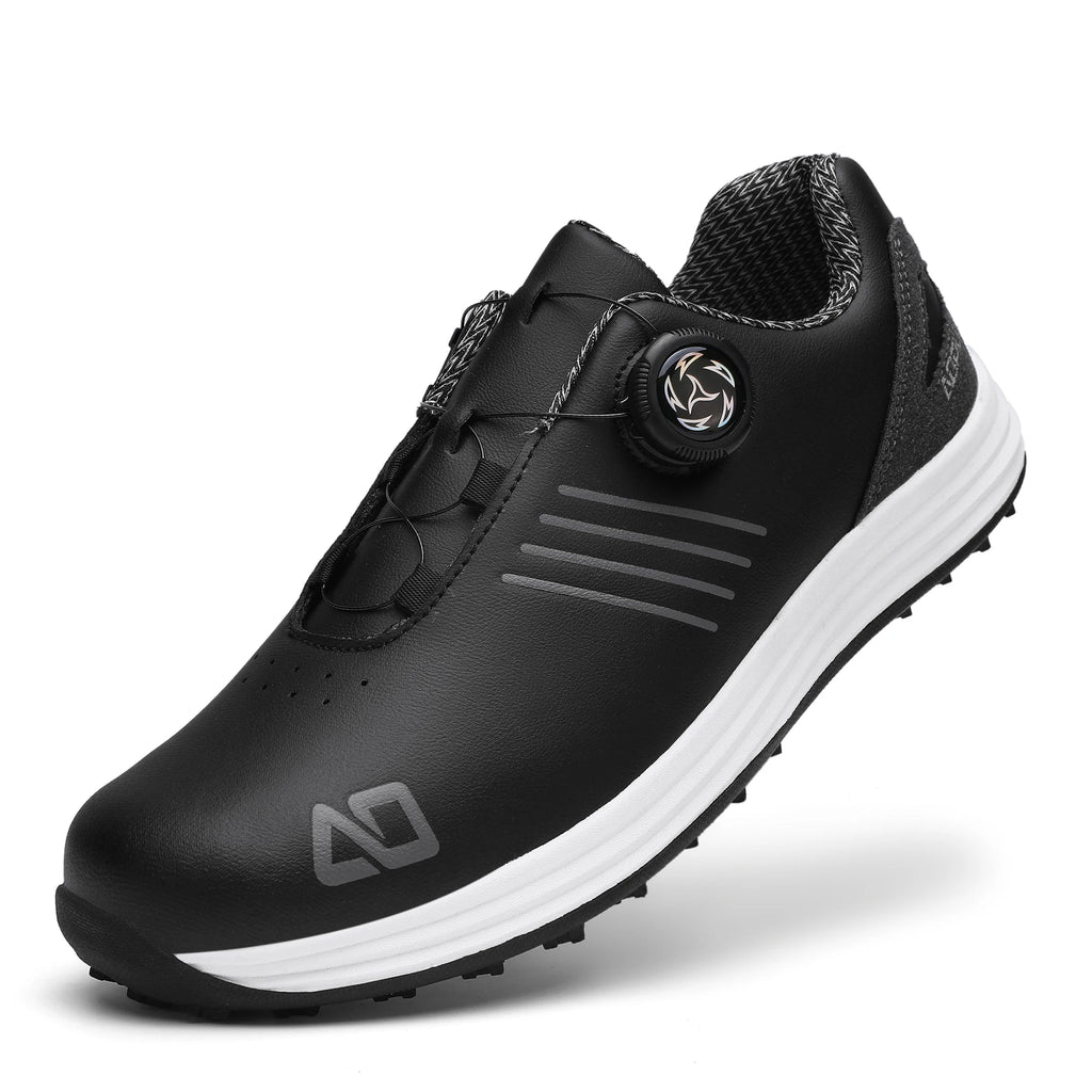 Chaussures de golf en cuir antidérapantes pour homme – semelle extérieure durable en TPR, fermeture à lacets