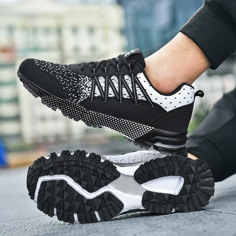 Zapatillas de running transpirables de malla para hombre, con suela gruesa, ligeras, deportivas para exteriores