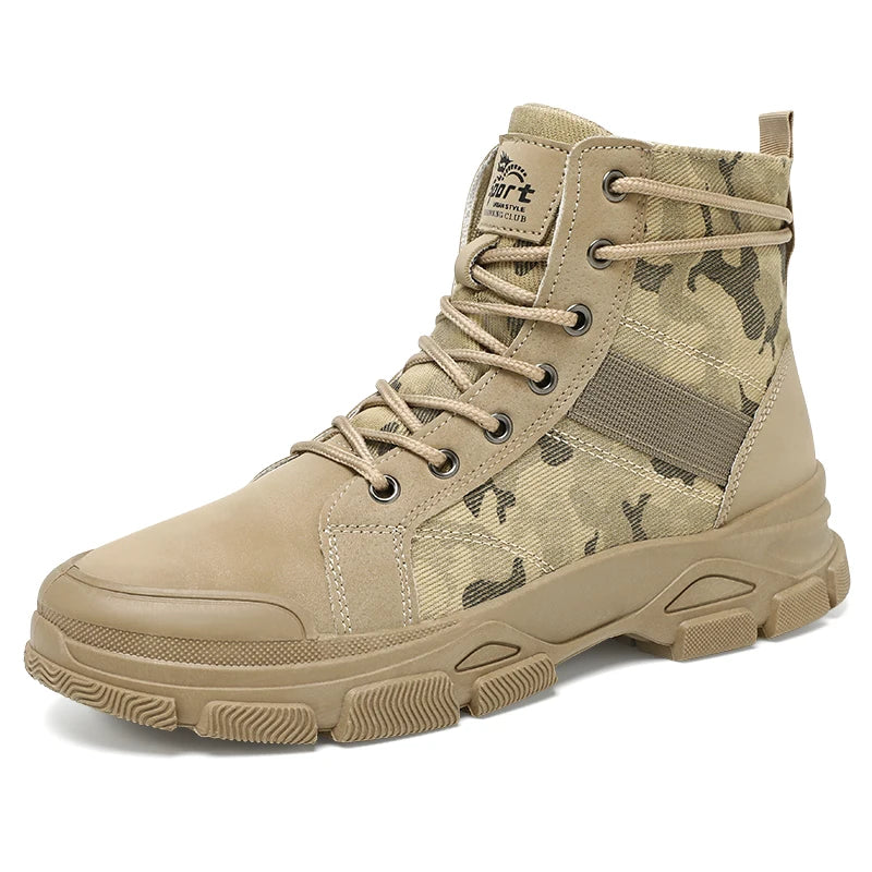 Herrboots med hög skaft och plattform – PU-innersula, slitstark design