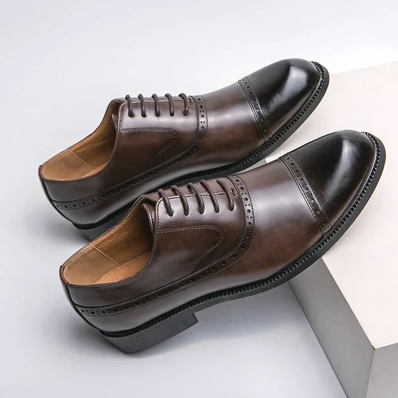 Chaussures habillées pour homme en cuir pleine fleur confortables - Semelle intérieure rembourrée, semelle robuste
