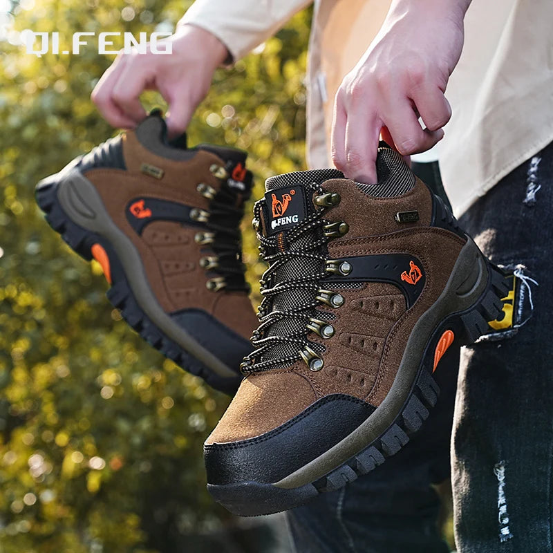 Botas de senderismo impermeables antideslizantes para hombre – Suela exterior de goma, forro de gamuza suave