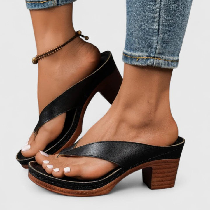 Sandales à talon bloc pour femmes, tongs à bride cheville, bout à clip, tongs à talon haut à la mode
