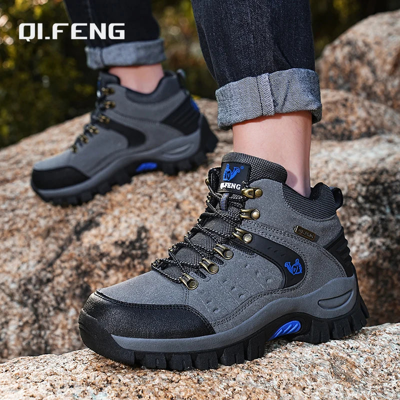 Botas de senderismo impermeables antideslizantes para hombre – Suela exterior de goma, forro de gamuza suave