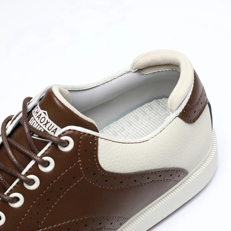 Men's Non-Slip Waterproof Golf Shoes – Bonded Leather Insole, Lace-Up Closure