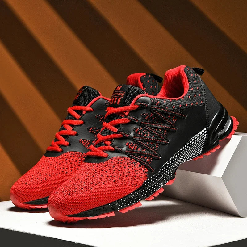 Zapatillas de running transpirables de malla para hombre, con suela gruesa, ligeras, deportivas para exteriores