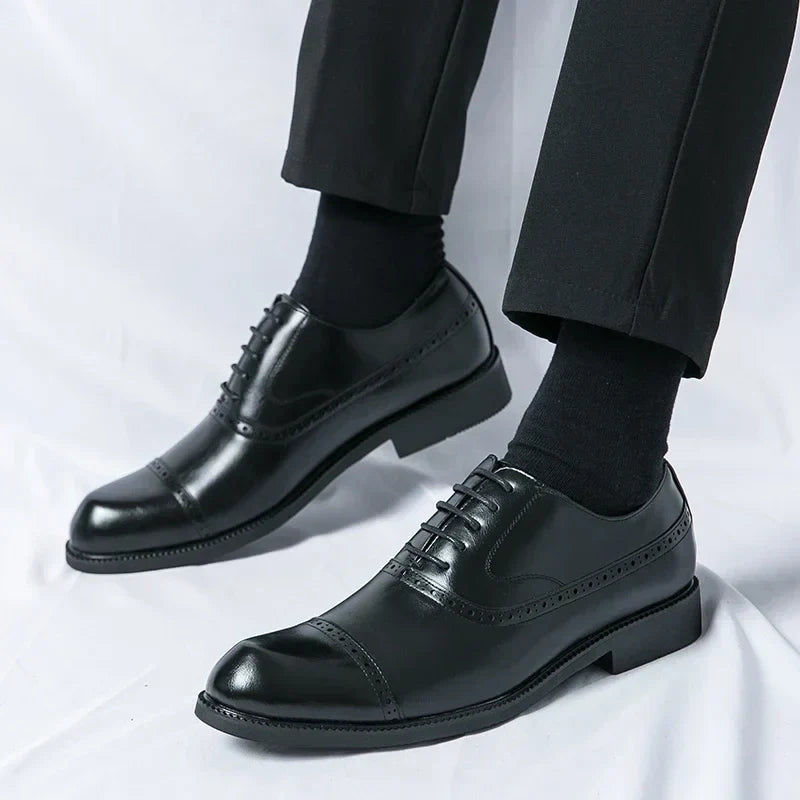 Chaussures habillées pour homme en cuir pleine fleur confortables - Semelle intérieure rembourrée, semelle robuste