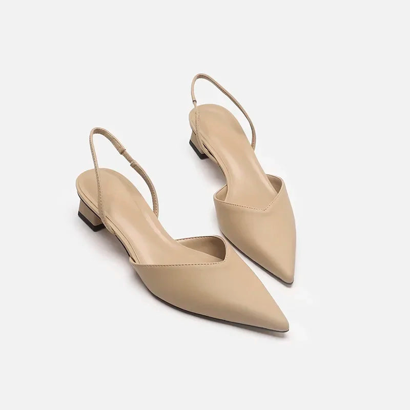 Women's Sandals Pointed Toe Slingback Low Square Heel Pumps