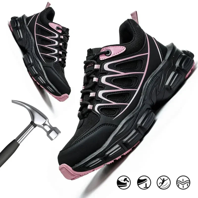 Scarpe antinfortunistiche da donna con punta in acciaio antiscivolo – Design antiurto e antiperforazione