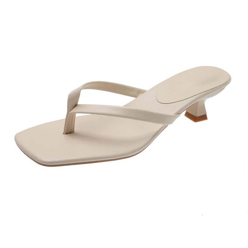 Women's Slippers Square Heel Clip Toe Slides