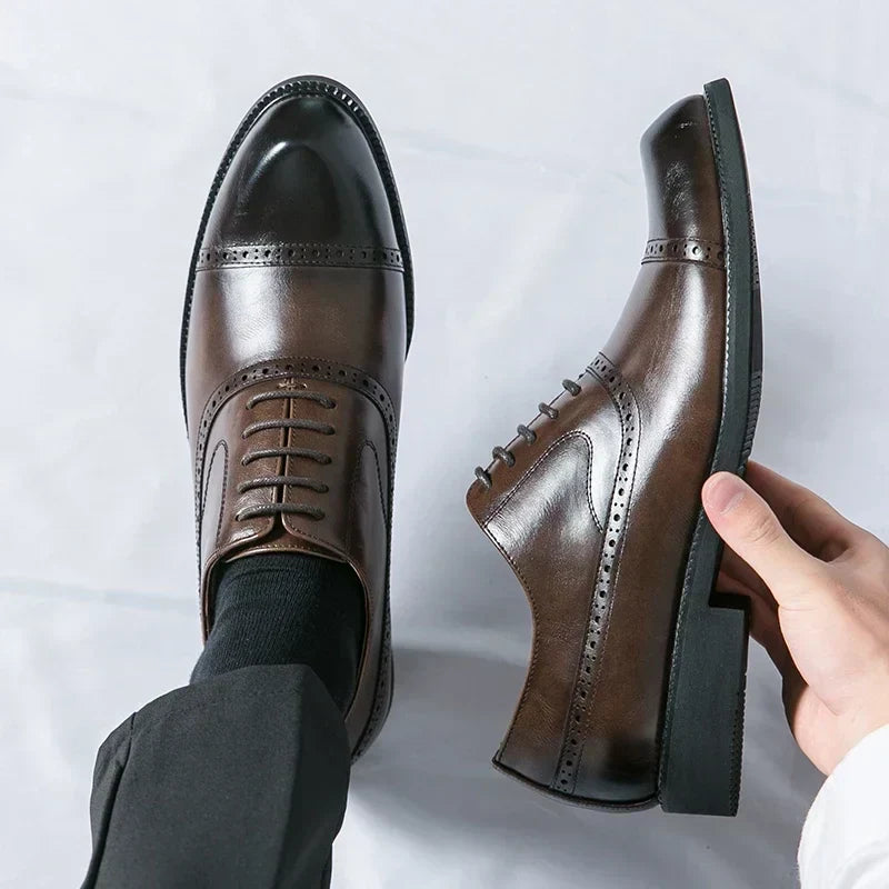 Chaussures habillées pour homme en cuir pleine fleur confortables - Semelle intérieure rembourrée, semelle robuste