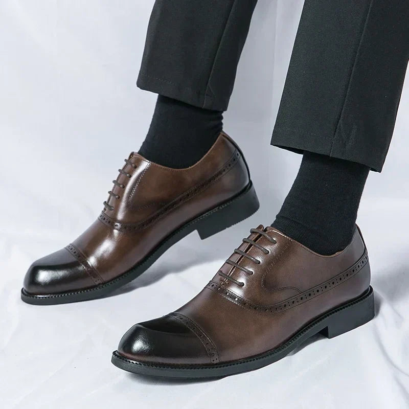 Chaussures habillées pour homme en cuir pleine fleur confortables - Semelle intérieure rembourrée, semelle robuste