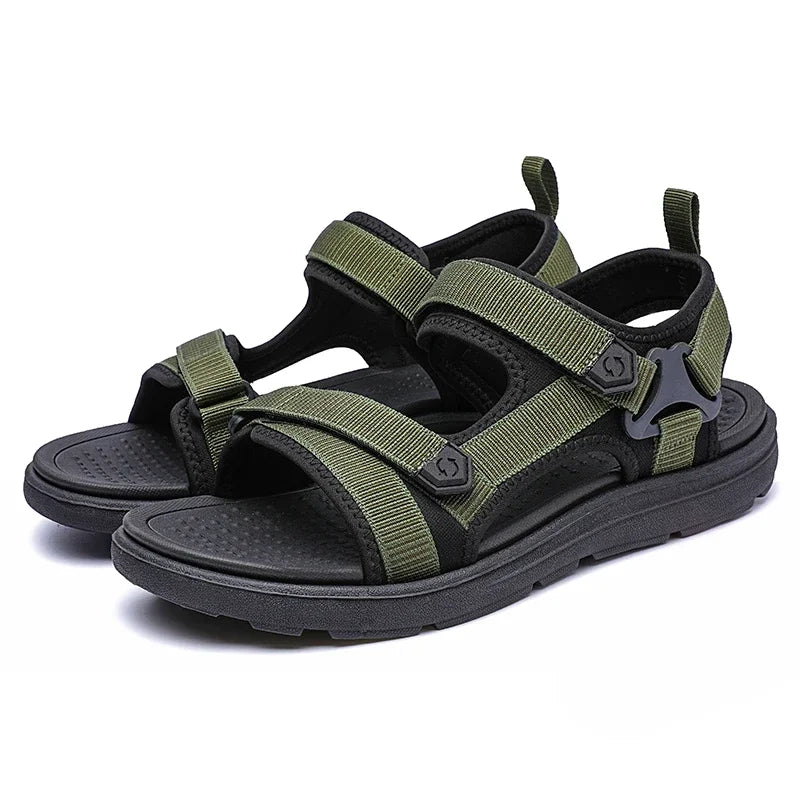 Men's Casual Sandals with Adjustable Hook and Loop Straps