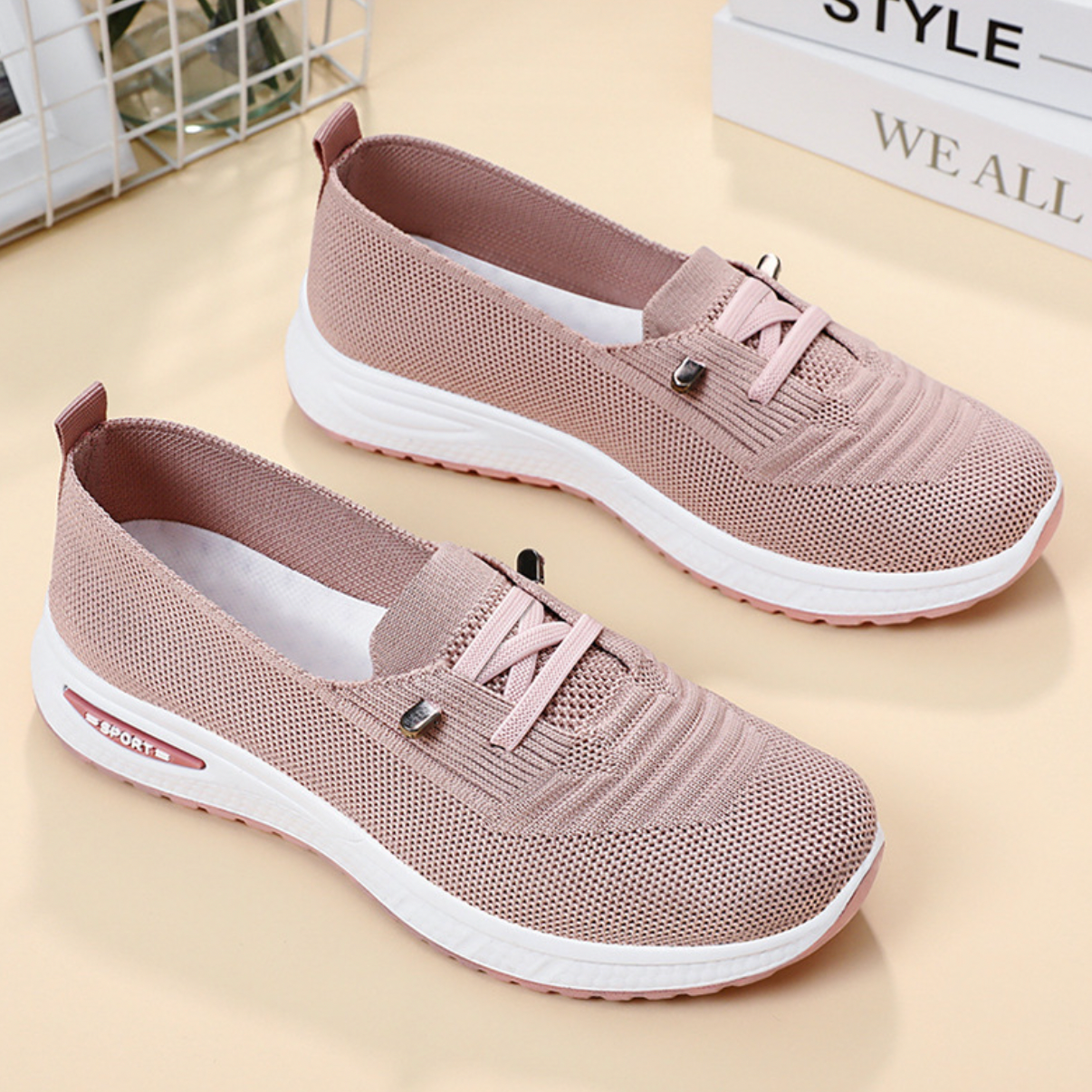 Orthopedic Walking Shoes for Women with Arch Support and Breathable Flyknit Mesh