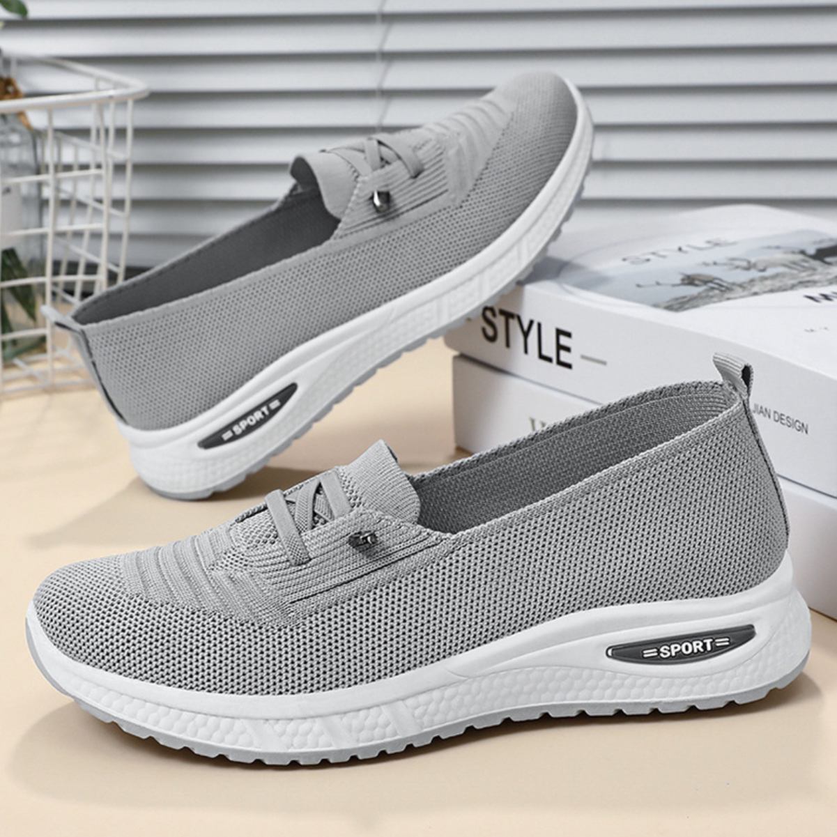 Orthopedic Walking Shoes for Women with Arch Support and Breathable Flyknit Mesh