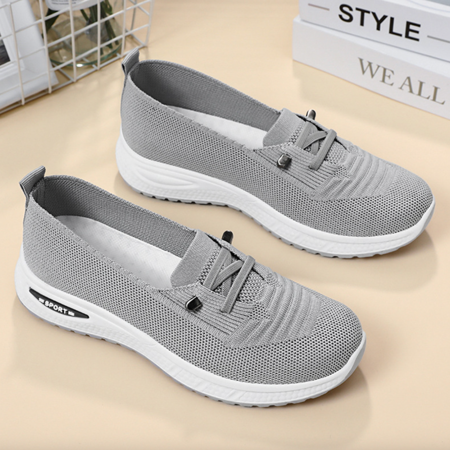 Orthopedic Walking Shoes for Women with Arch Support and Breathable Flyknit Mesh
