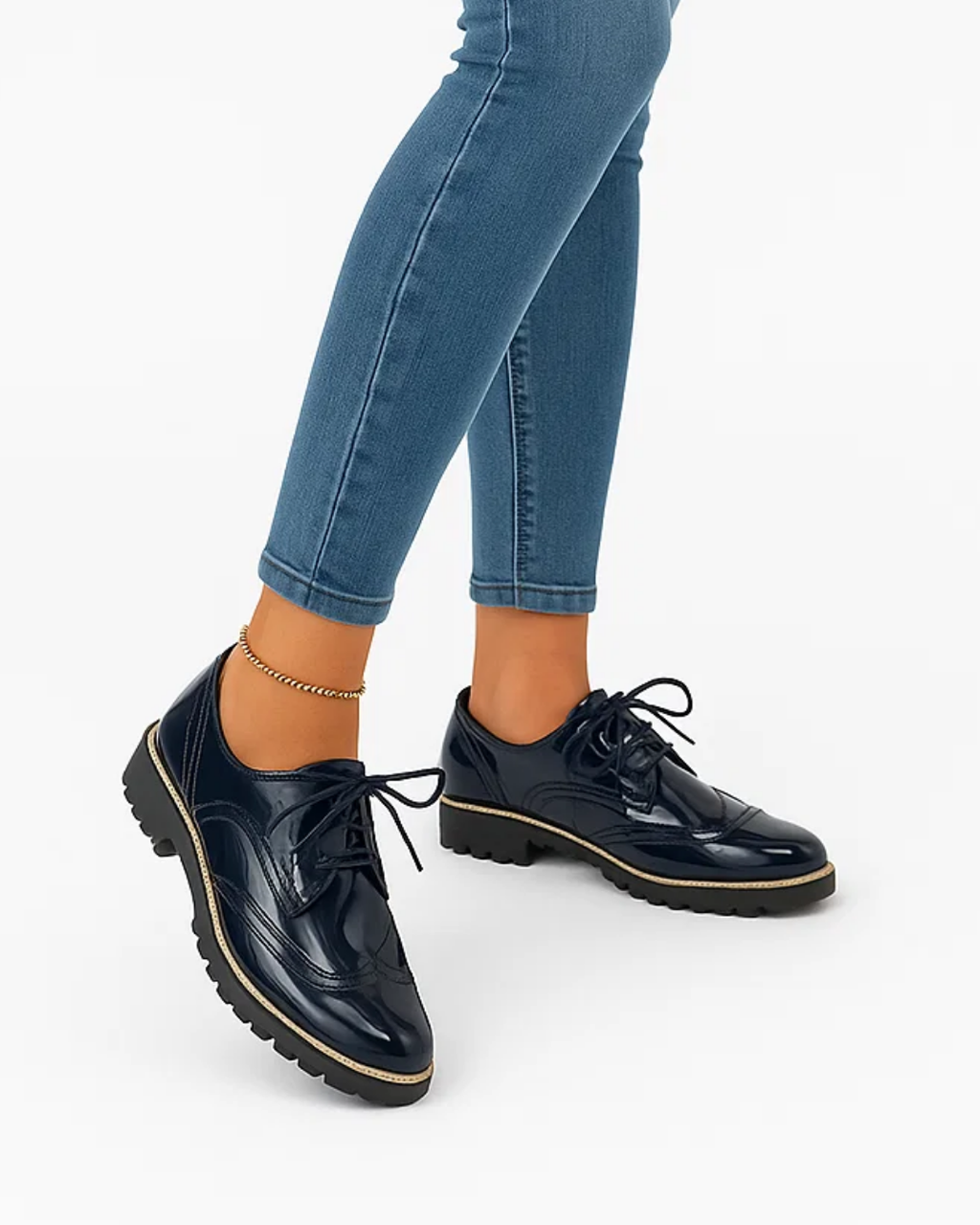 Chaussures décontractées vernies à lacets pour femmes, semelle plate, baskets brillantes et tendance